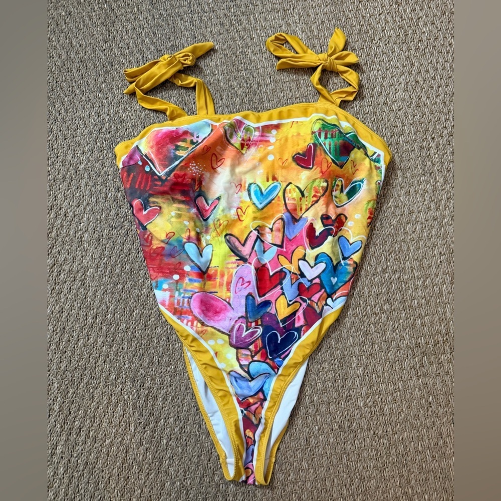 One piece bathing suit & sarong New Heart‎ Print Swimsuit and Sarong Set plus 4X - Picture 4 of 9